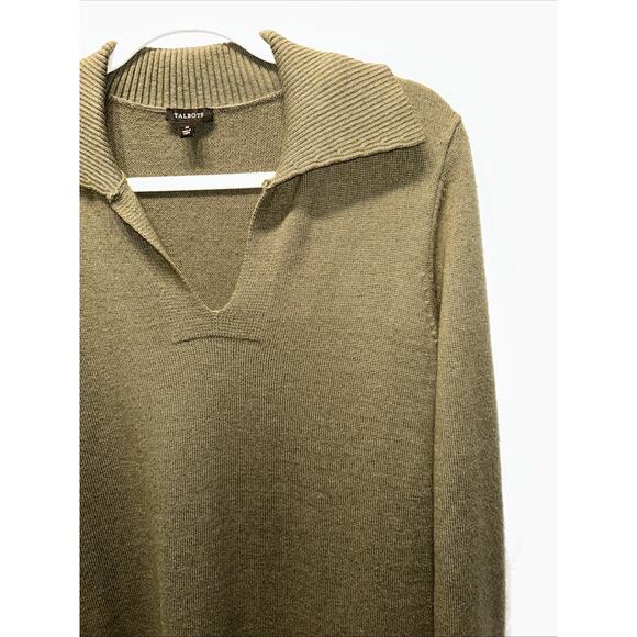 Talbots Supersoft Collared Sweater Dress Womens Medium Olive Green Quiet Luxury - Picture 3 of 9